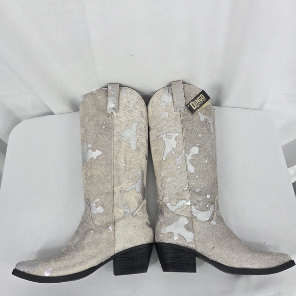 Dingo Giddy Up Foiled Silver Leather Western Boot NWT 6.5M - Picture 10 of 10